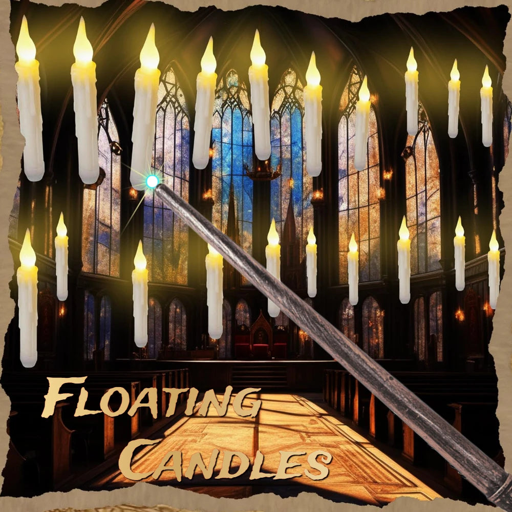 12/48Pcs Floating Flameless Candles with Magic Wand for Christmas 