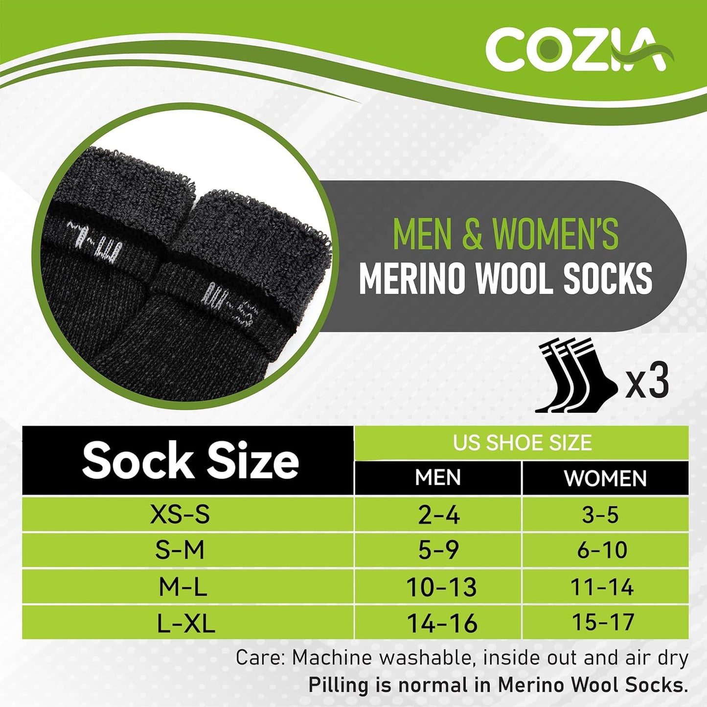 Wool Socks Casual Warm Socks for Winter Cozy Boot Socks for Men & Women