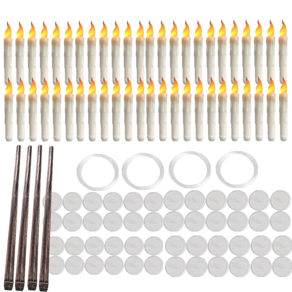 12/48Pcs Floating Flameless Candles with Magic Wand for Christmas 