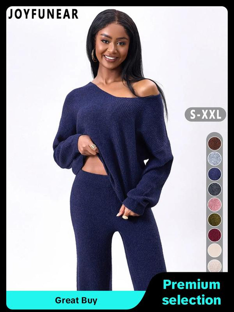 Two-Piece Set Women Solid Color Sweater & Pants