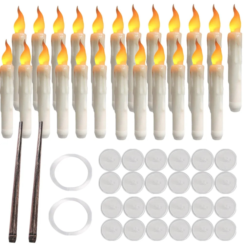 12/48Pcs Floating Flameless Candles with Magic Wand for Christmas 