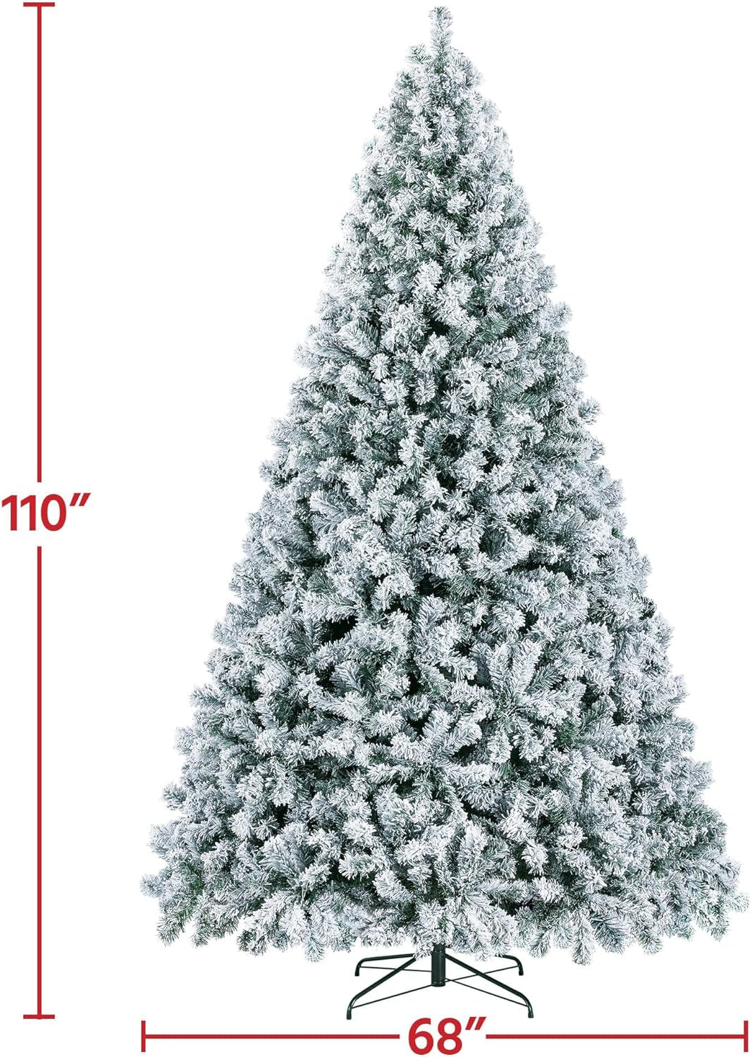 9Ft Pre-Lit Artificial Christmas Tree with Warm White Lights, Snow Flocked Full lighted Xmas Tree with 2084 Branch Tips, 900 Incandescent Lights & Foldable Stand, White