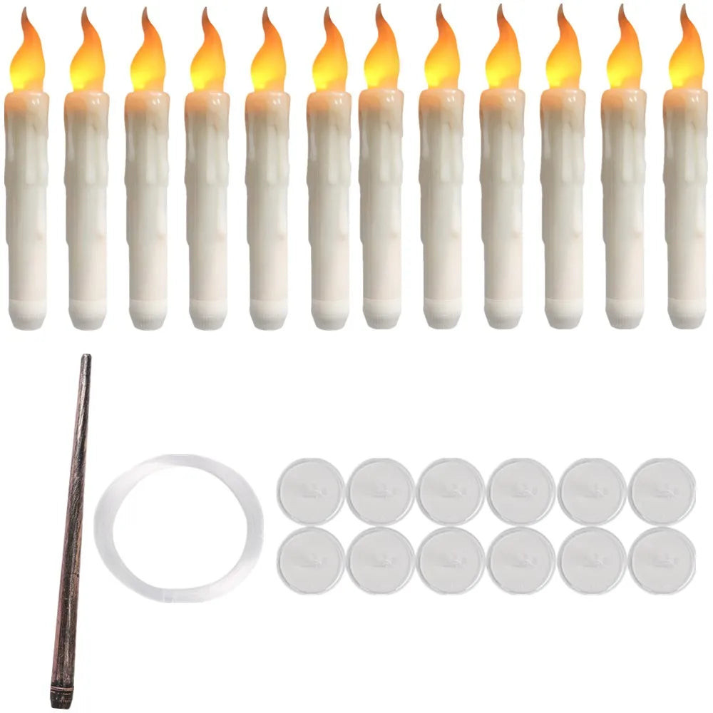 12/48Pcs Floating Flameless Candles with Magic Wand for Christmas 