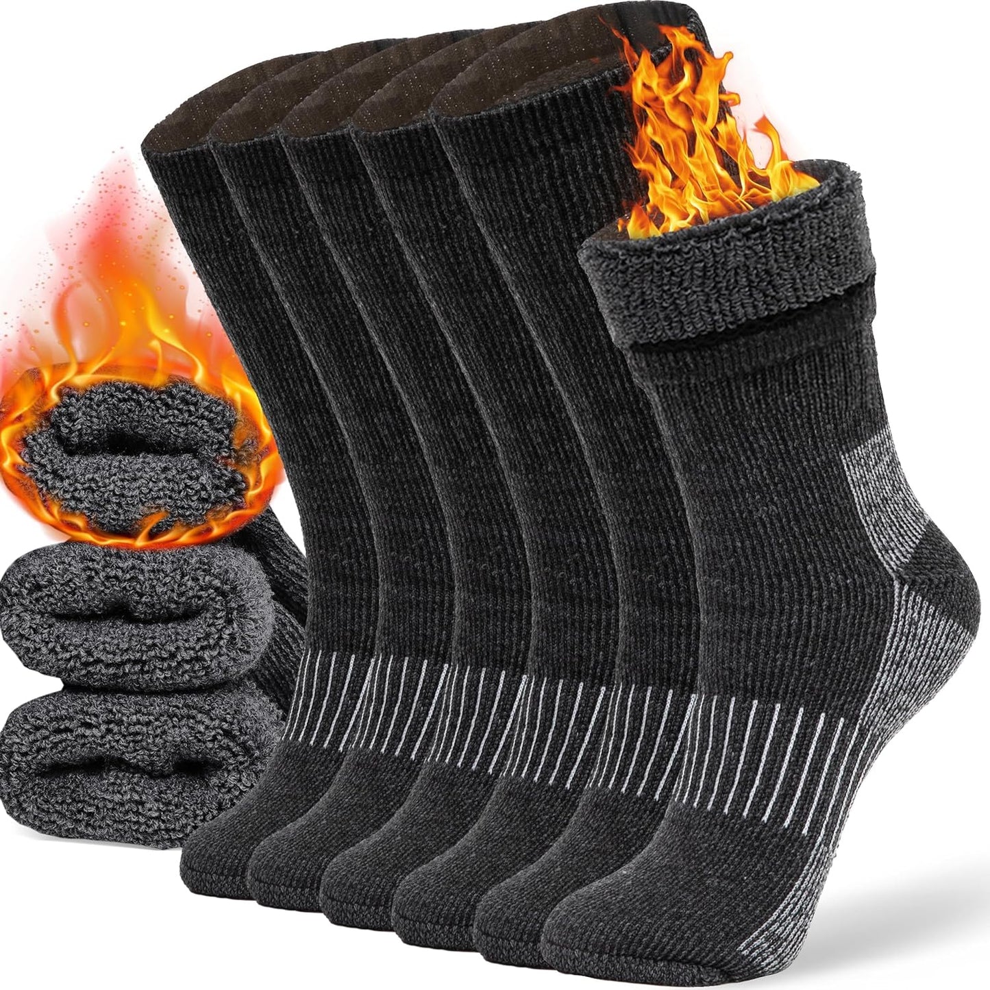 Wool Socks Casual Warm Socks for Winter Cozy Boot Socks for Men & Women